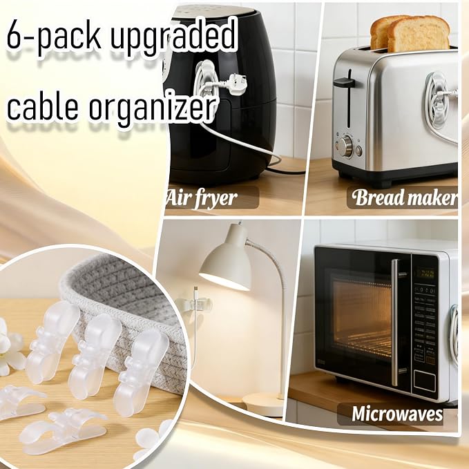 6PCS Clear Stick-On Cord Organizer - Image 4