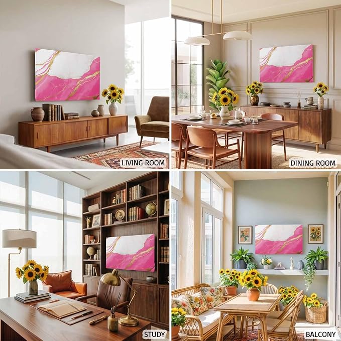 Elastic Indoor TV Cover 43" Dust Protector, Nature Marble Crack Yellow Lines - Image 6