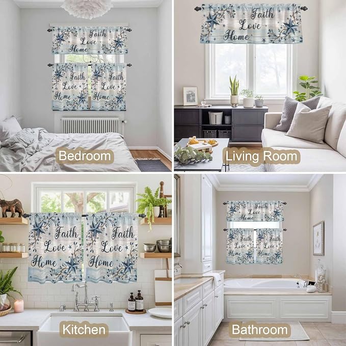 Vintage Farmhouse Kitchen Curtains Set 3 Piece - Image 4
