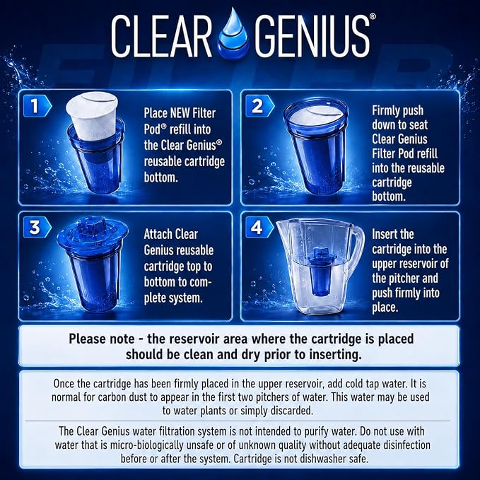 Replacement Water Filter Pods for Clear Genius Reusable Cartridges, Compatible - Image 2