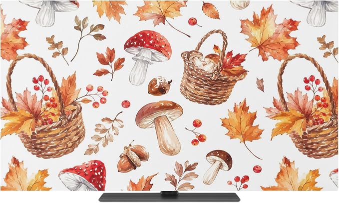 Fall Thanksgiving Maple Leaves Indoor TV Cover, Elastic TV Screen Protector by Unknown