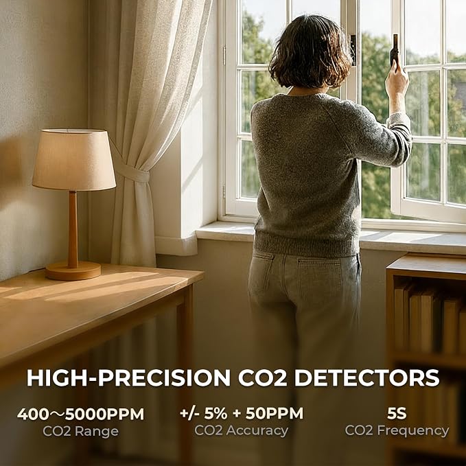 Air Quality Monitor Indoor 7.5" Display + Alerts, CO2 Monitor PM2.5 PM1.0 PM10 - Image 4