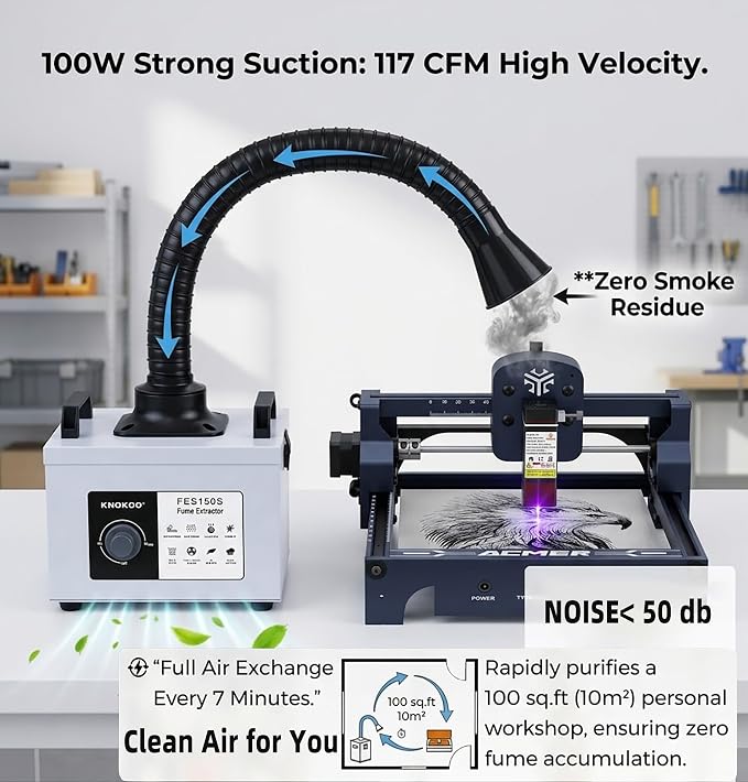 FES150S 100W Solder Fume Extractor, 200m³/h Powerful Suction Smoke Absorber - Image 7