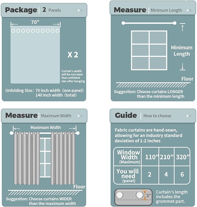 BGment Blackout Curtains - Grommet Thermal Insulated Room Darkening Bedroom and Living Room Curtains, Set of 2 Panels (70 x 63 Inch, Frosty Green)