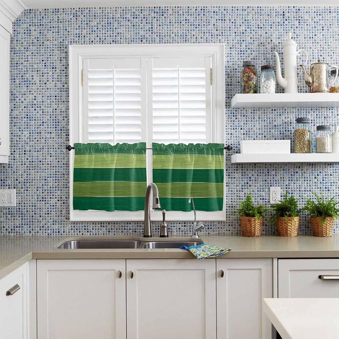 Farm Retro Green Wood Grain Window Valance Curtains, Rustic Wooden Plank - Image 9