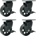 FactorDuty Set of 4 Metal Swivel Plate Caster Wheels, 3.5" by FactorDuty