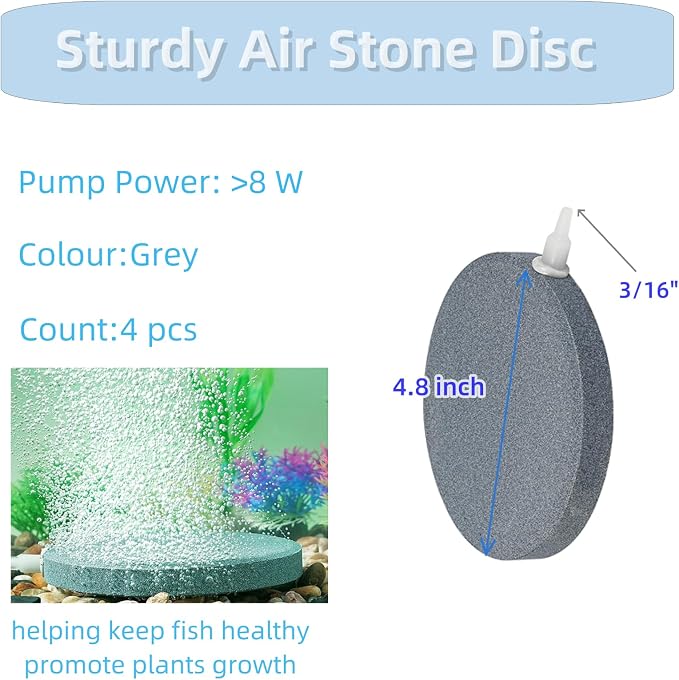 AQUANEAT 4.8 inch Air Stone Disc, 4 Packs, Aerator Bubble Diffuser, Air Pump - Image 3