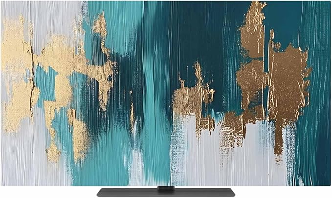 Blue Green Marble Texture Indoor TV Cover, Elastic TV Screen Protector Abstract by Unknown