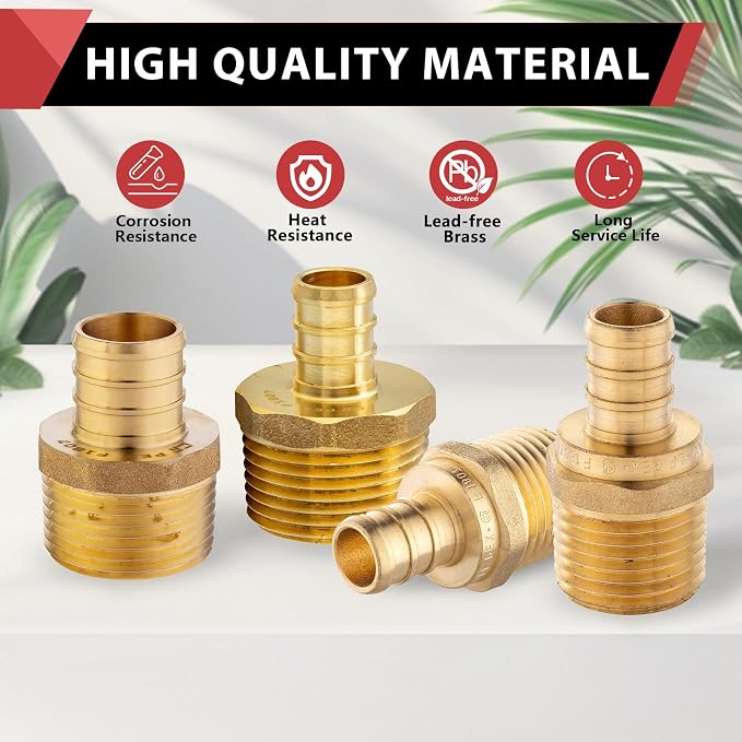 50-Pack EFIELD Pex Barb Crimp Brass Fittings 1/2 inch x 1/2 inch Male NPT - Image 6