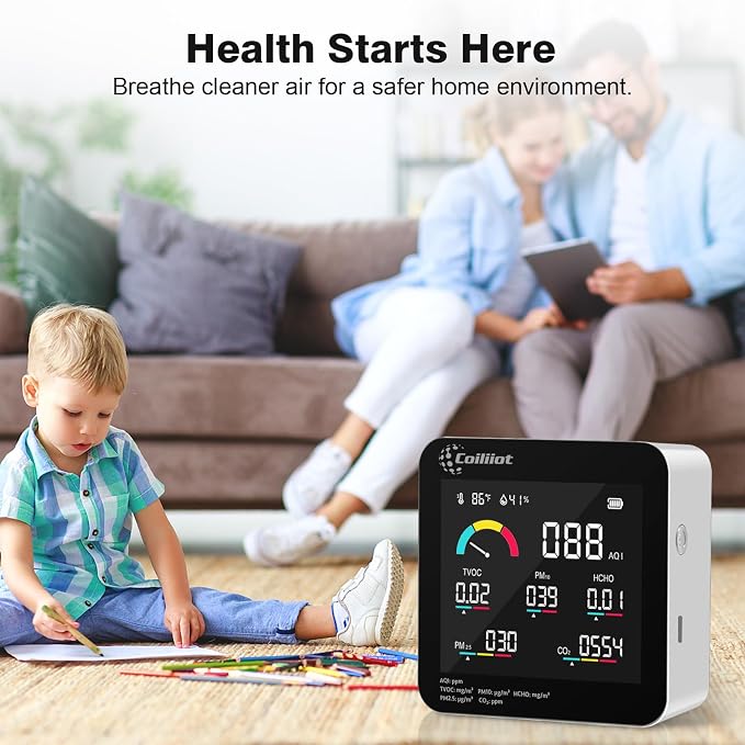 Air Quality Monitor Indoor – CO2 Detector, VOC Meter and AQI Tester Tracks TVOC - Image 6