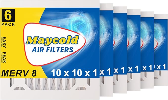 Maycold MERV 8 10x10x1 Furnace Air Filters, Pleated HVAC AC Filters – Actual by Maycold