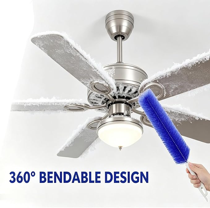 Bendable Microfiber Head, 2026 Fan Cleaner Brush Reusable Dust Remover Washable - Image 3