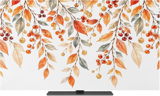 Autumn Leaves Orange Watercolor Indoor TV Cover, Elastic TV Screen Protector - Image 2