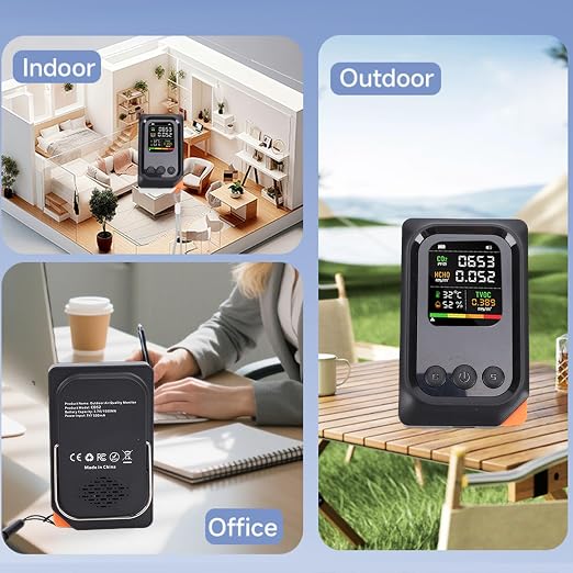 5 in 1 Air Quality Detector, CO2 TVOC HCHO Temp Humid Monitor Rechargeable - Image 9