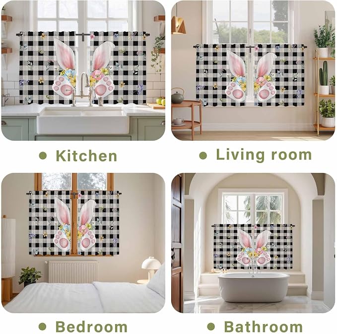 Easter Kitchen Curtains 54 Inch Long 2 Panel Set, Rod Pocket Window Curtains - Image 8