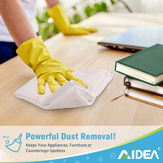 AIDEA Microfiber Cleaning Cloth White 50PK, Cleaning Rags, Microfiber Towels - Image 4
