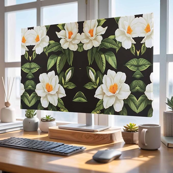 Rural White Gardenia Flower Indoor TV Cover, Elastic TV Screen Protector by Unknown