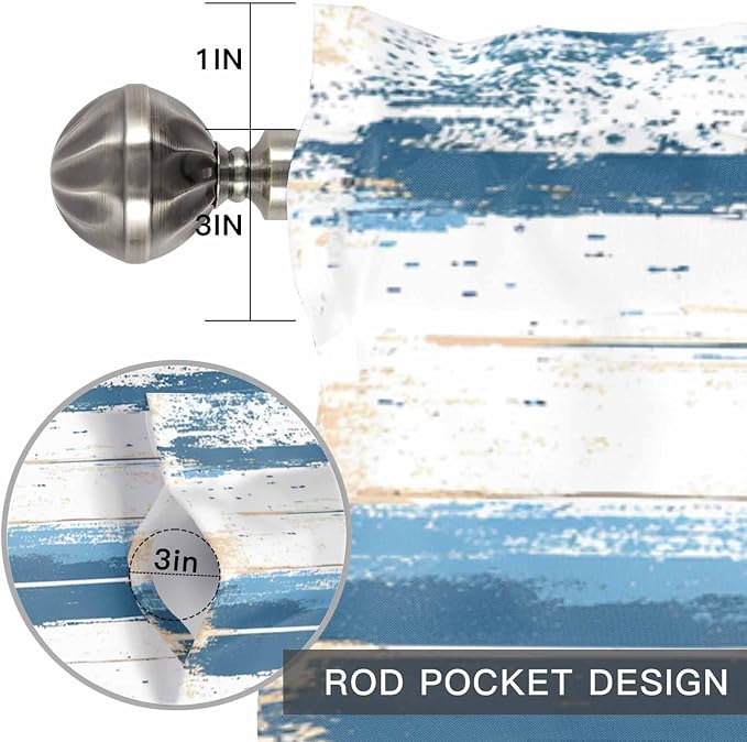 Vintage Blue Valances for Windows, 1 Panel - Image 8