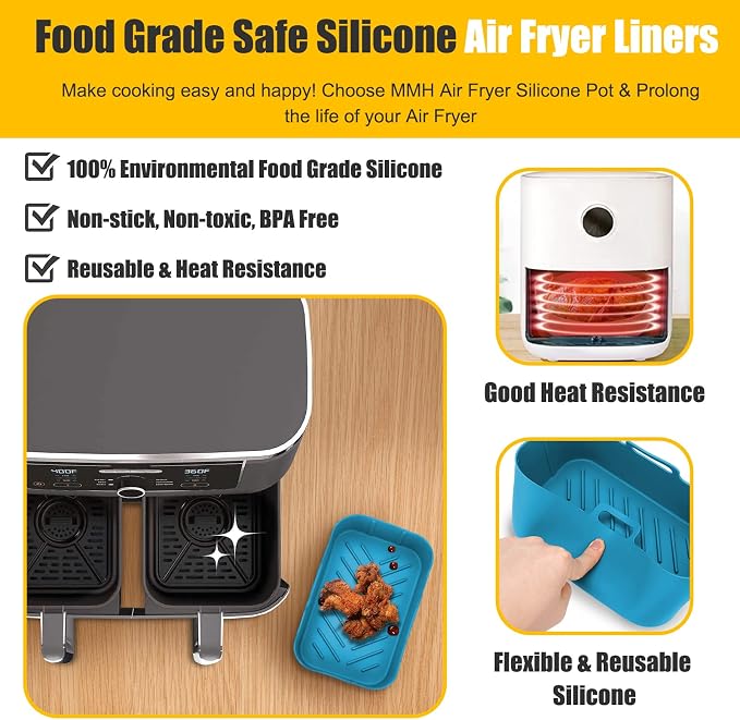Air Fryer Liners Silicone for Ninja Foodi Dual DZ201/DoubleStack SL201 8QT - Image 3