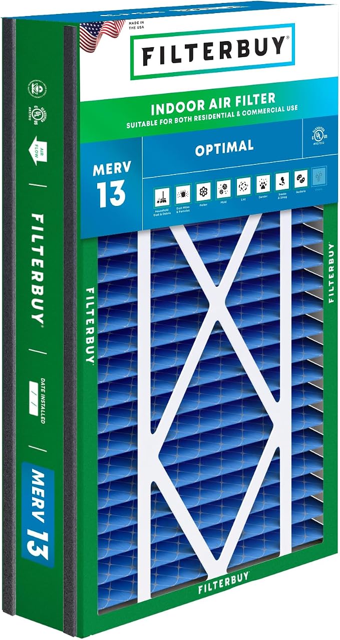 Filterbuy 16x25x5 Air Filter MERV 13 Optimal Smoke & Allergy Defense, by Filterbuy