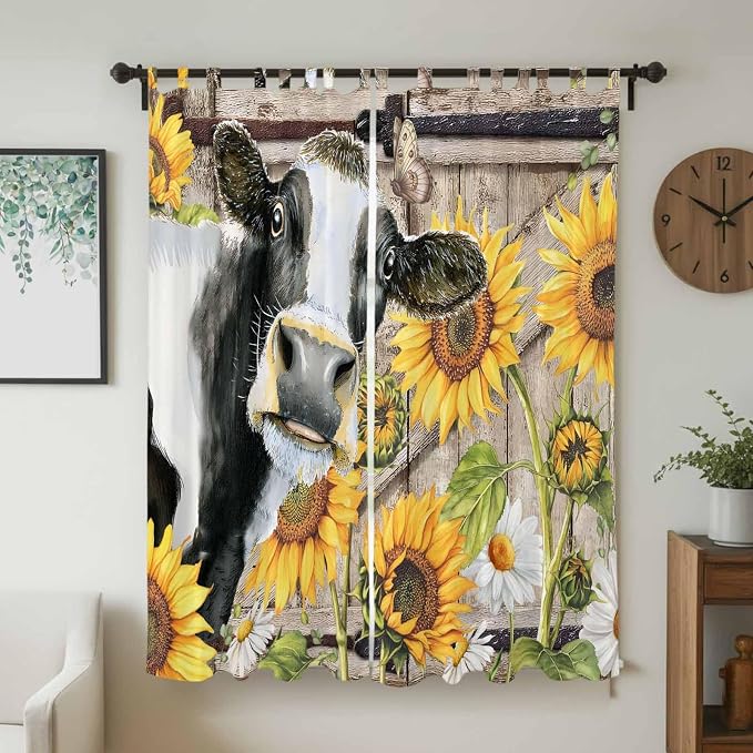 Retro Farmhouse Flower Living Room Curtains 84 Inch Length, Window Curtains Tab - Image 2