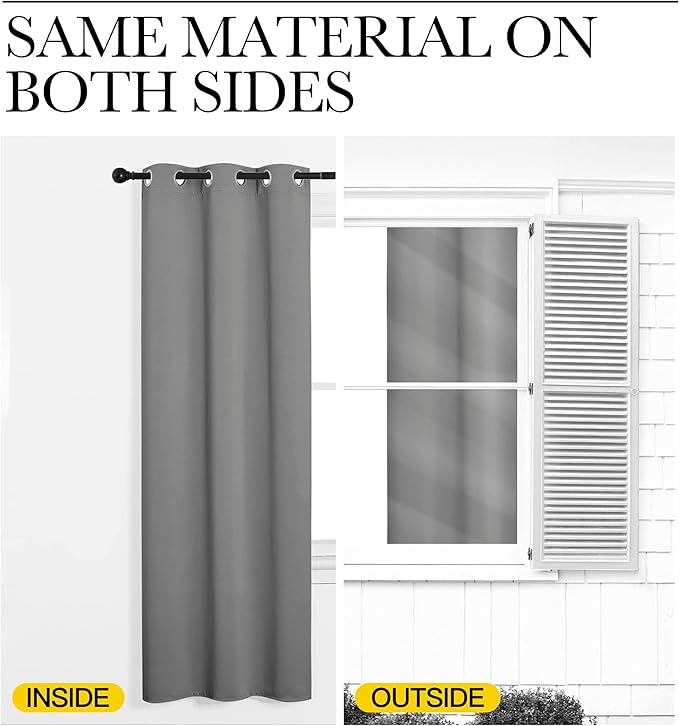 NICETOWN Silver Grey Thermal Insulated Grommet Blackout Curtains, Kids Window Drape Panel for Nursery, Privacy Short Curtains (2 Panels, W42 x L48 -Inch)