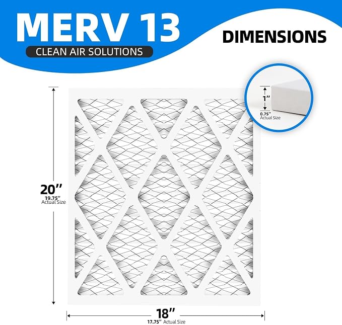 18x20x1 Furnace Air Filters, MPR 1900 & FPR 10, MERV 13 Pleated Air Filter - Image 3