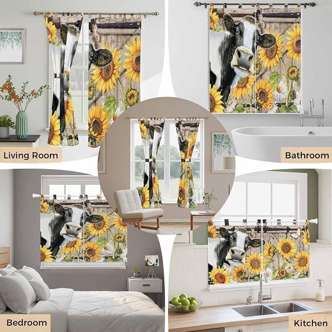 Retro Farmhouse Flower Living Room Curtains 84 Inch Length, Window Curtains Tab - Image 7