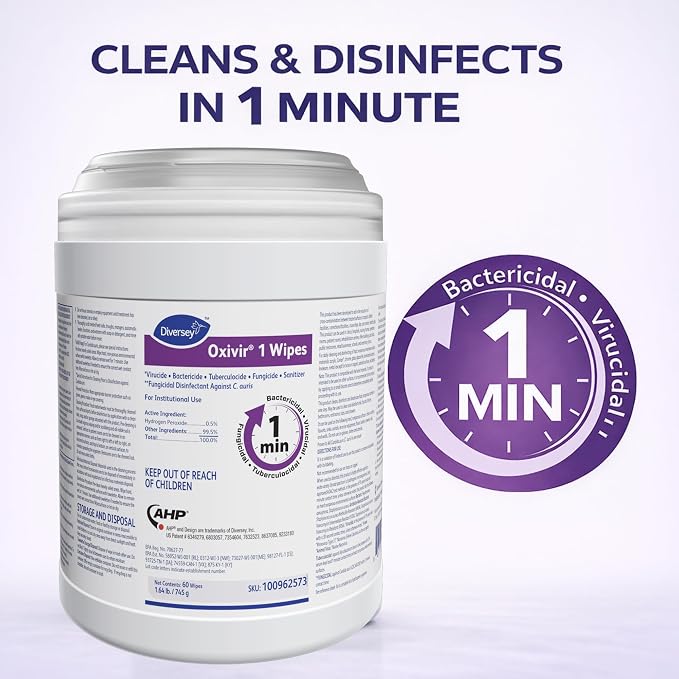 Oxivir Diversey 1 Disinfectant Wipes, AHP Hydrogen Peroxide Cleaner, Large Wipes - Image 5