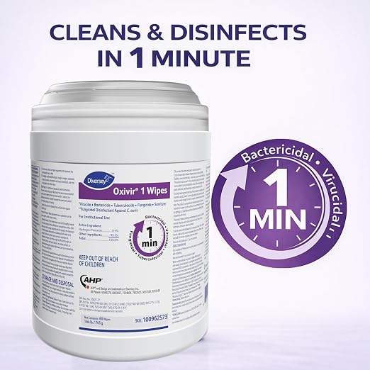 Oxivir Diversey 1 Disinfectant Wipes, AHP Hydrogen Peroxide Cleaner, Large Wipes - Image 4
