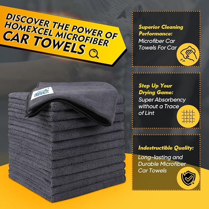 HOMEXCEL Grey Microfiber Cleaning Cloth 50 Pack, 12.5 x 12.5 inch Microfiber - Image 2