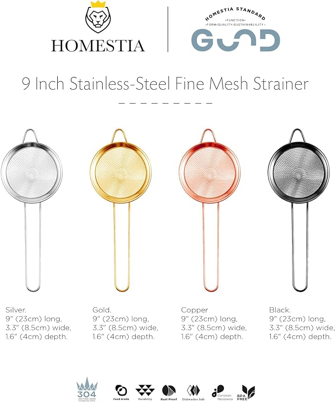 Homestia 304 Stainless Steel Fine Mesh Strainer - Image 9
