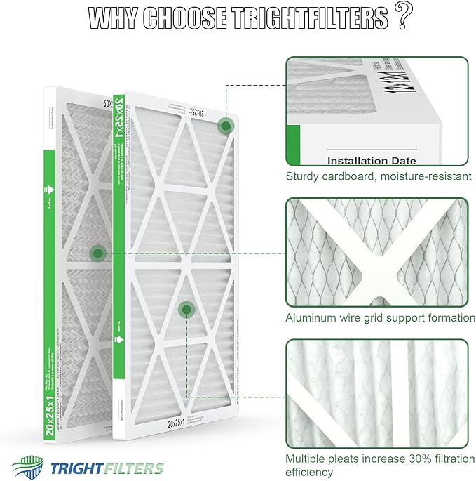20x25x1 Air Filter 4 Pack, MERV 8 Pleated Dust Defense Air Filters Replacement - Image 4