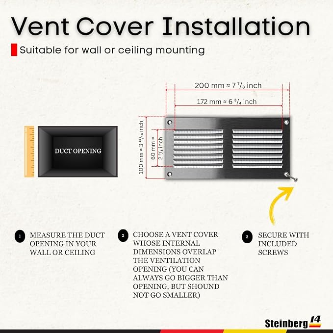 Steinberg14 Stainless Steel Vent Cover 6x2 - Image 5