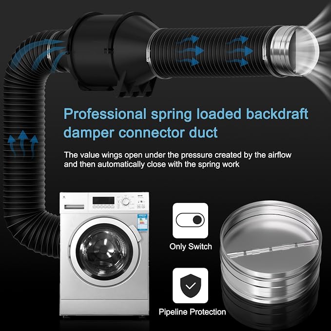 Hon&Guan 8 Inch Duct Backdraft Damper, Draft Blocker One-Way Airflow Ducting - Image 5
