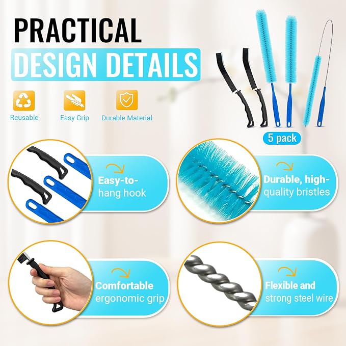 5 Pack Dryer Vent Cleaner Kit, Extra Long Flexible Brushes - Image 6