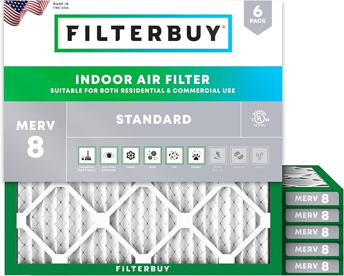 Filterbuy 17x17x1 Air Filter MERV 8 Essential Dust & Allergy Defense, by Filterbuy