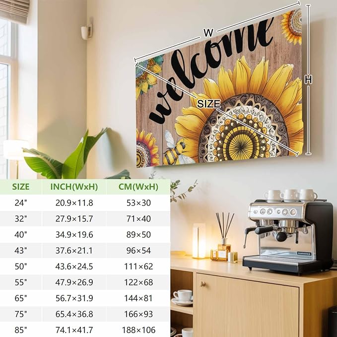 Spring Farm Blossom Sunflower Bee Indoor TV Cover, Elastic TV Screen Protector - Image 3