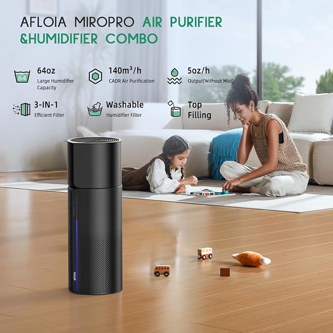 Afloia 2-in-1 Air Purifier and Humidifier Combo, Quiet 3-Stage Filtration - Image 3