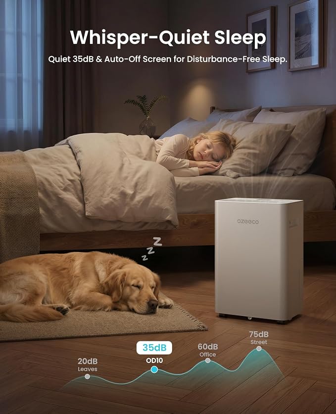 34 Pint Dehumidifier for Basement up to 2500 Sq.Ft, ozeeco Home Dehumidifier - Image 4
