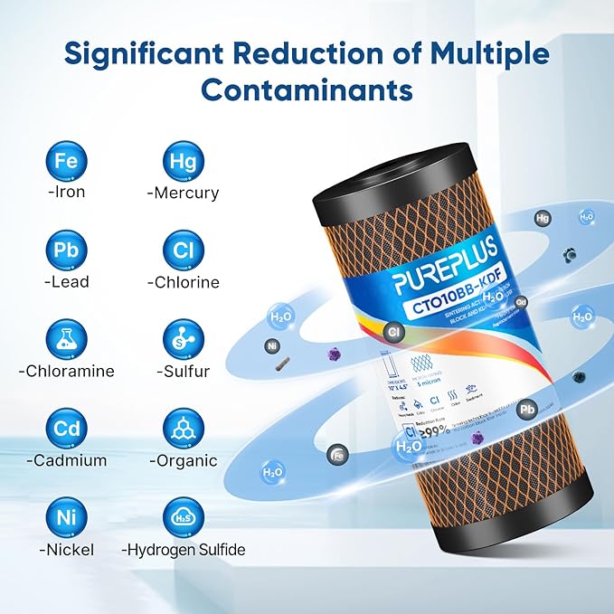 PUREPLUS 10" x 4.5" Whole House Carbon Water Filter Combo Pack, CTO10BB + - Image 6