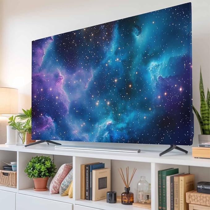Gradient Purple Black Starry Sky Indoor TV Cover, Elastic TV Screen Protector - Image 6