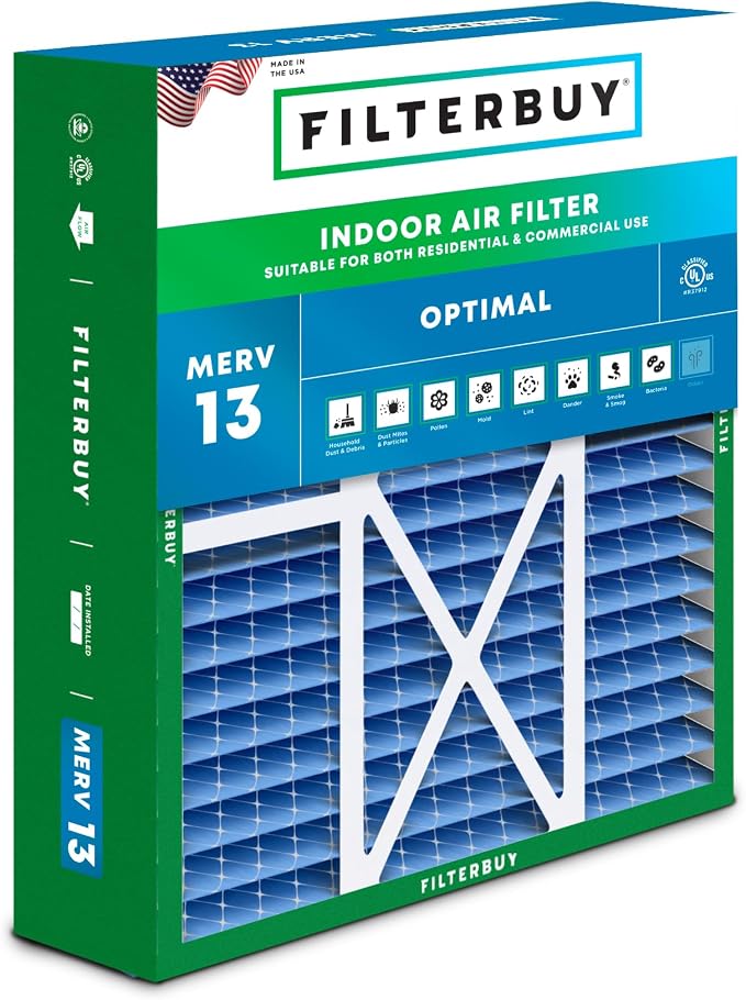 Filterbuy 20x22x5 Air Filter MERV 13 Optimal Smoke & Allergy Defense, Pleated by Filterbuy