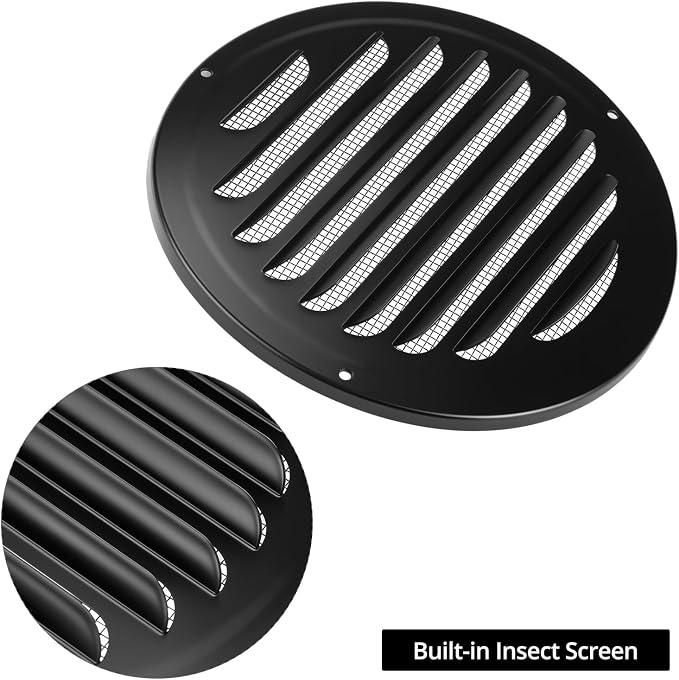 QWORK 6 Inch Black Soffit Vent Cover - Image 3