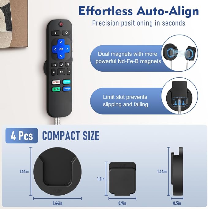 YYILIS 8.5Ft 4 Pcs Magnetic Remote Control Holder, Stretchy Remote Control - Image 5