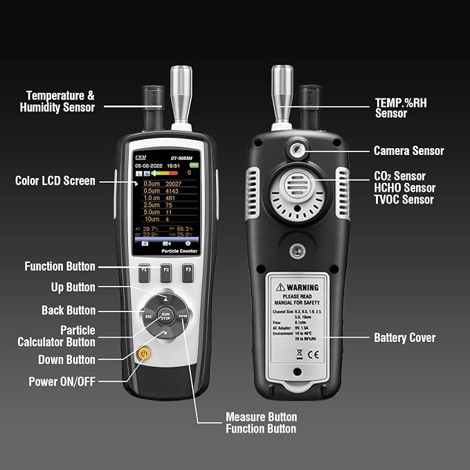 CEM T.ax Included DT-9883M cleanroom Particle Counter PM2.5/10 HCHO CO2 TVOC - Image 3