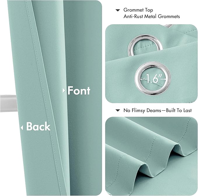 MIULEE Aqua Blackout Curtains for Bedroom Living Room 54 Inches Long 2 Panels, Thermal Insulated Room Darkening Drapes Solid Grommet Noise Reduction Light Blocking Window Treatments 40x54 Inch