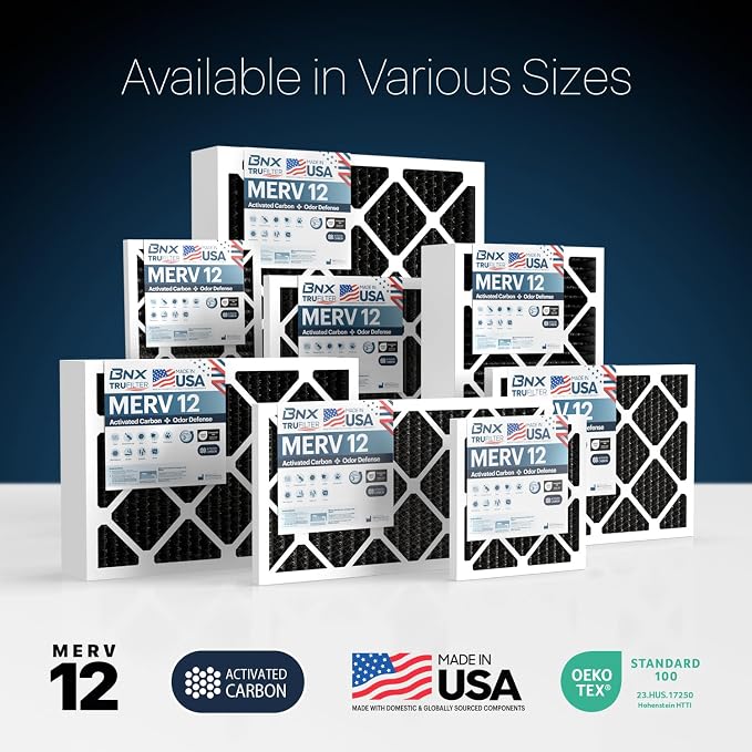 BNX TruFilter 20x25x4 MERV 12 Activated Carbon Air Filter - Image 7