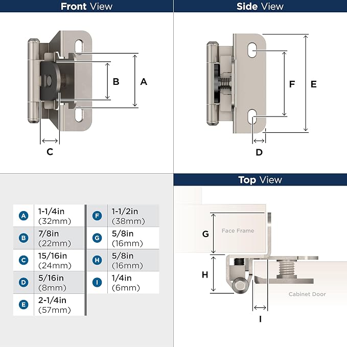 Amerock BPR8715G10 | Cabinet Hinge | 1/4 inch Overlay Single Demountable | - Image 4