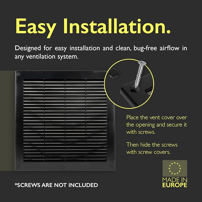 12 x 12 Inch Black Air Vent Cover – Plastic Square Air Vent Grill Cover - Image 3